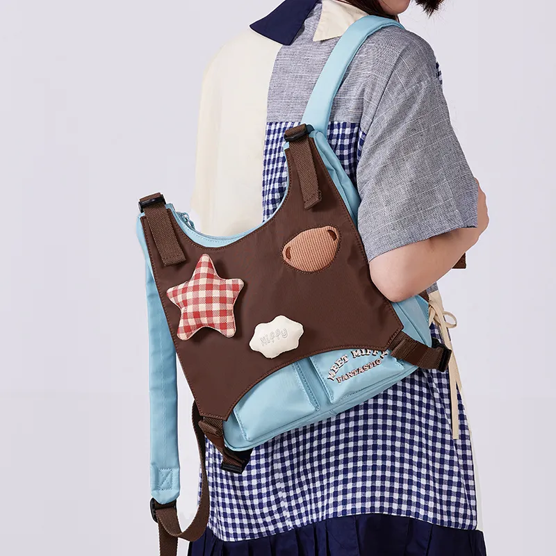 Miffy Fabric Backpack Medium Size Women's Brown/Blue Pink/White-6