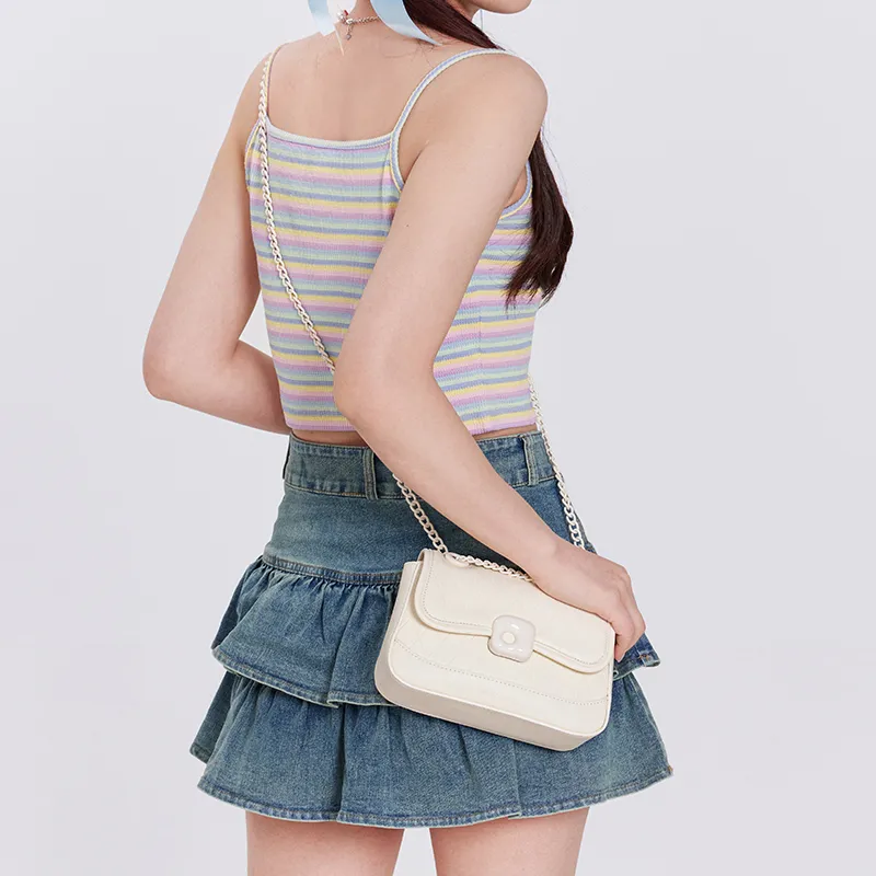 Miffy PU Chain Bag Small Square Bag Shoulder Bag Crossbody Bag Regular Women's Ecru/Pink-4