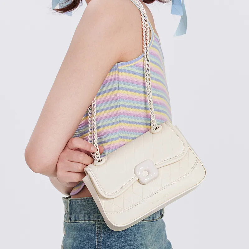 Miffy PU Chain Bag Small Square Bag Shoulder Bag Crossbody Bag Regular Women's Ecru/Pink-5