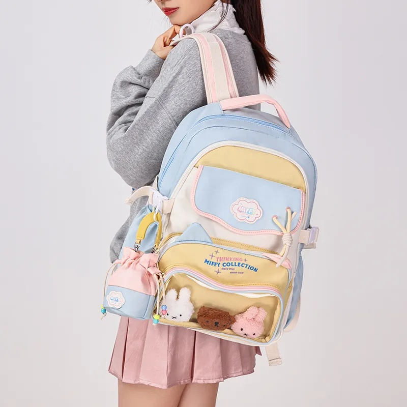 Miffy Fabric Backpack Large Size Women's Pink White Purple/Blue Yellow-13