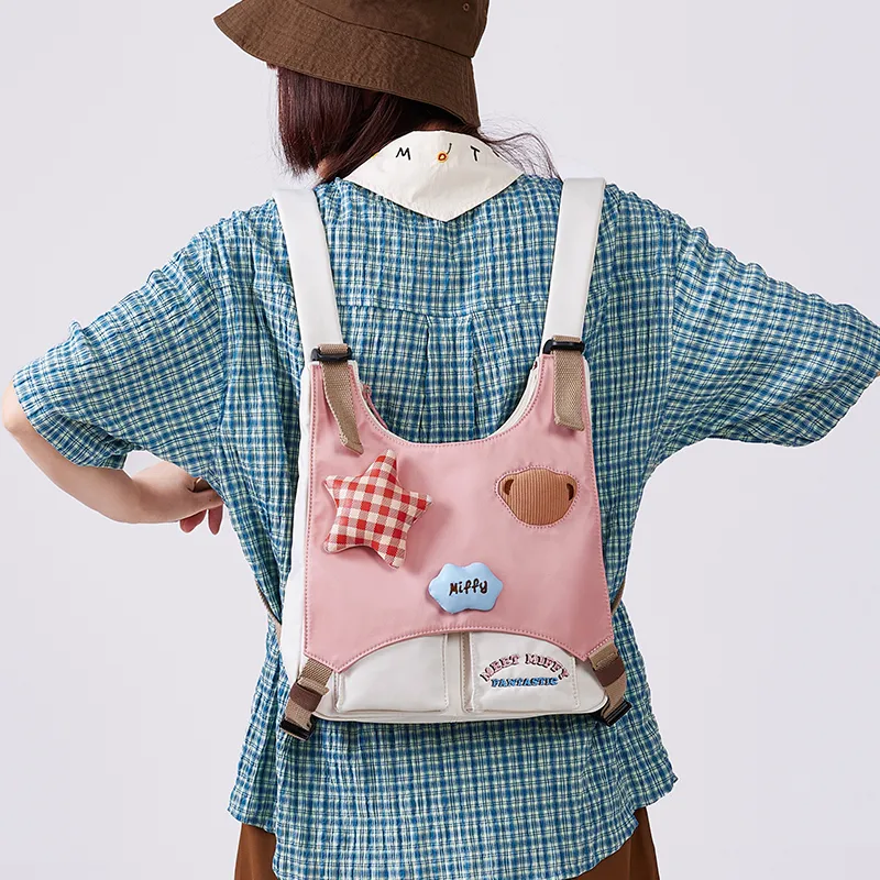 Miffy Fabric Backpack Medium Size Women's Brown/Blue Pink/White-15