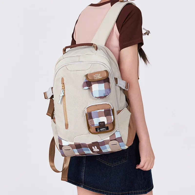Miffy Fabric Backpack Women's Khaki/Pink-10