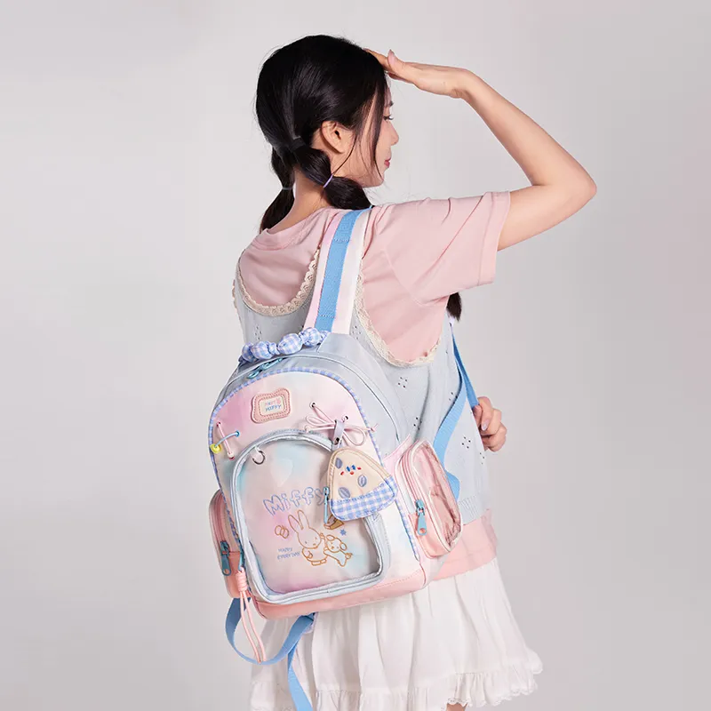 Miffy Fabric Backpack Women's Pink Blue/White Yellow-5