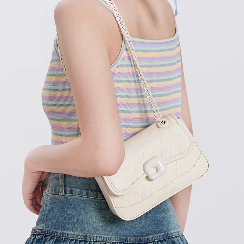 Miffy PU Chain Bag Small Square Bag Shoulder Bag Crossbody Bag Regular Women's Ecru/Pink-7