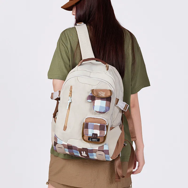 Miffy Fabric Backpack Women's Khaki/Pink-7