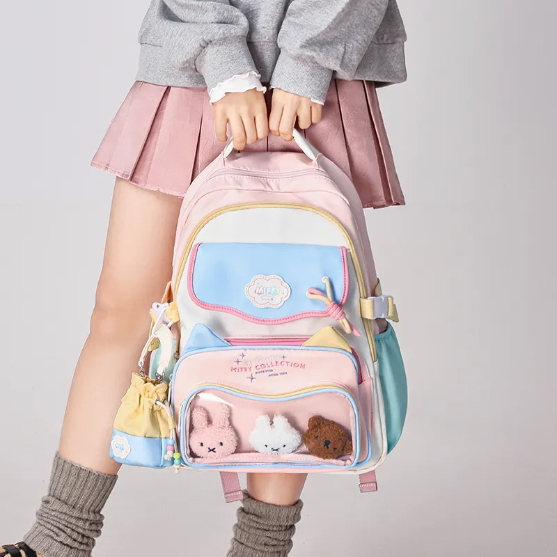 Miffy Fabric Backpack Large Size Women's Pink White Purple/Blue Yellow-7