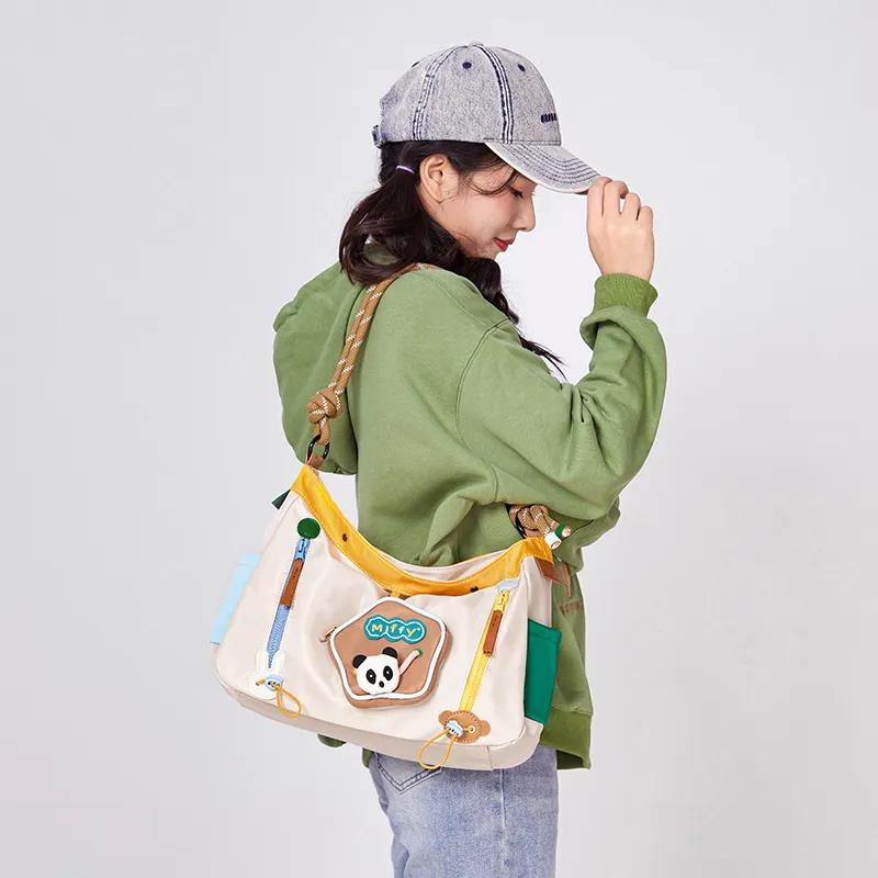 Miffy Fabric Shoulder Bag Women's Khaki/powder Blue-6