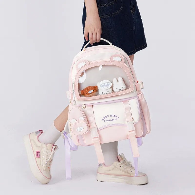 Miffy Fabric Backpack Large Size Women's Ecru/Pink Yellow-22