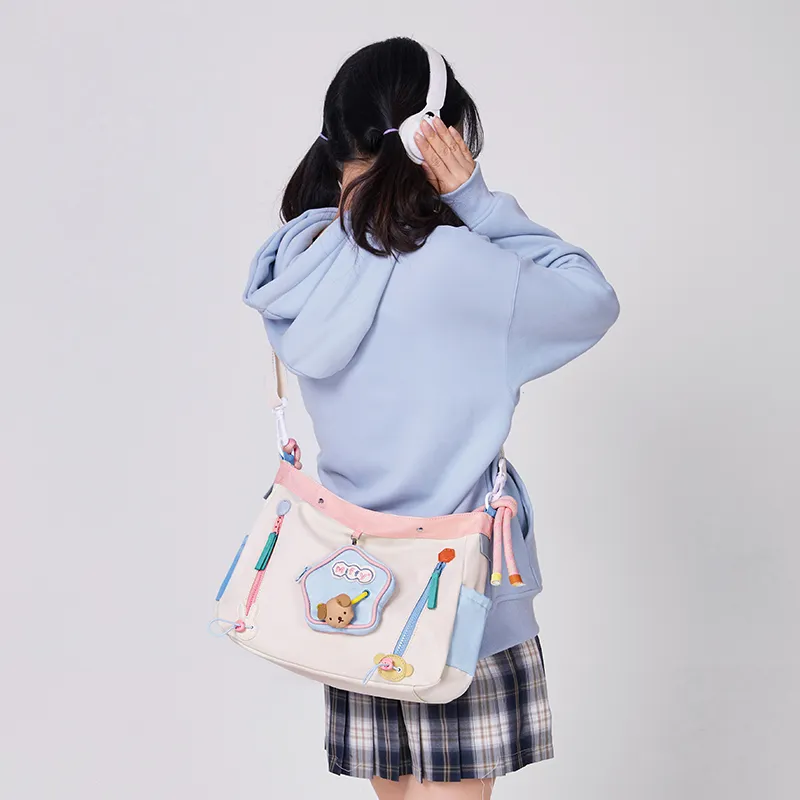 Miffy Fabric Shoulder Bag Women's Khaki/powder Blue-14