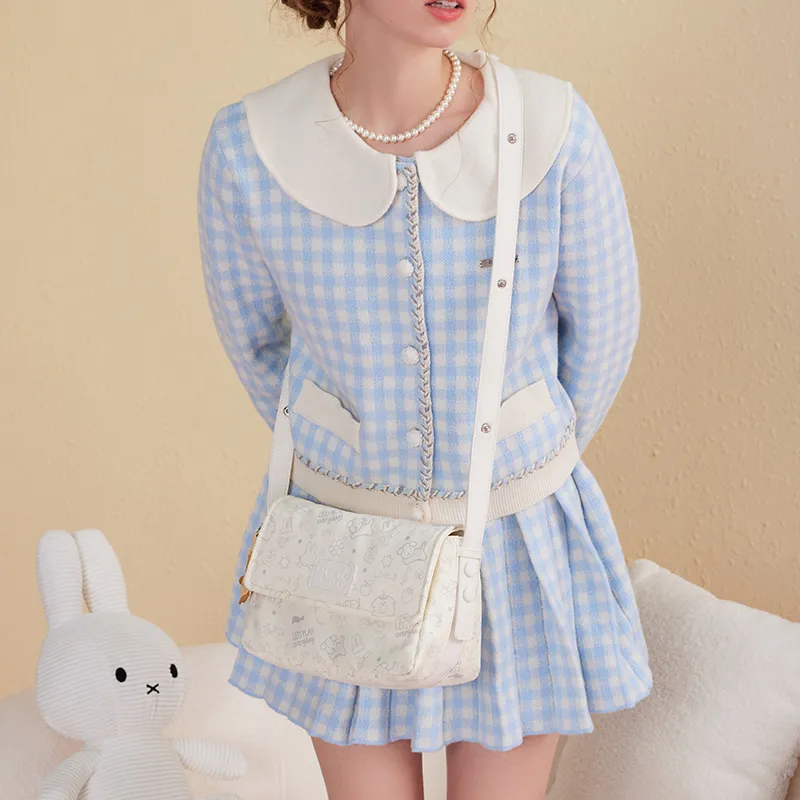 Miffy Waterproof Cloth Tote Bag Shopping Bag Shoulder Bag One Shoulder Crossbody Bag Medium Size Women's Khaki/Ecru-15