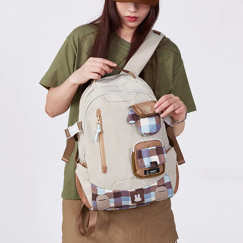 Miffy Fabric Backpack Women's Khaki/Pink-13