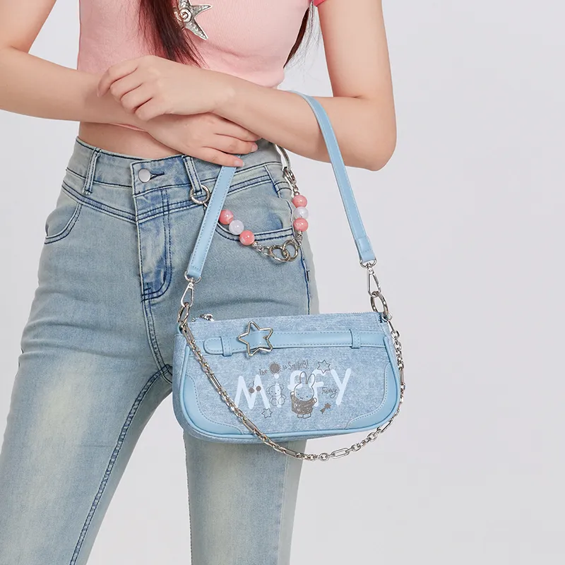 Miffy Synthetic Leather Portable Crossbody Bag Shoulder Bag Regular Women's Blue/White-9