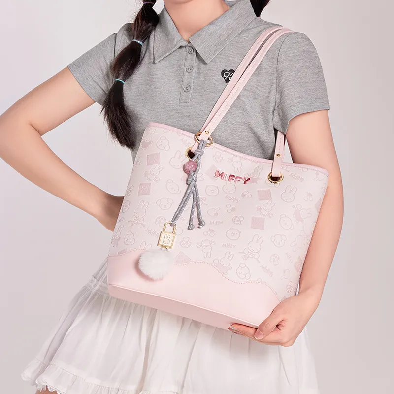 Miffy Pu Shoulder Bag Women's Ecru/Pink-14
