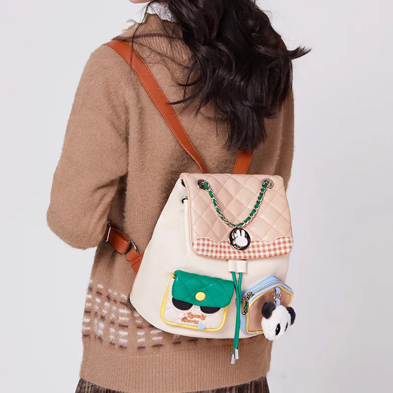Miffy Synthetic Leather Backpacks Backpack Regular Women's Khaki/Ecru-5