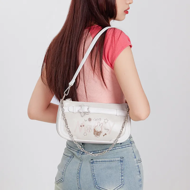 Miffy Synthetic Leather Portable Crossbody Bag Shoulder Bag Regular Women's Blue/White-15