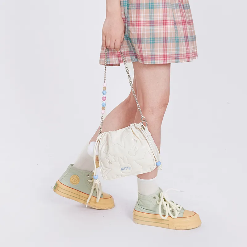 Miffy Synthetic Leather Shoulder Bag Bucket Bag Chain Bag Crossbody Bag Regular Women's White/Pink-6