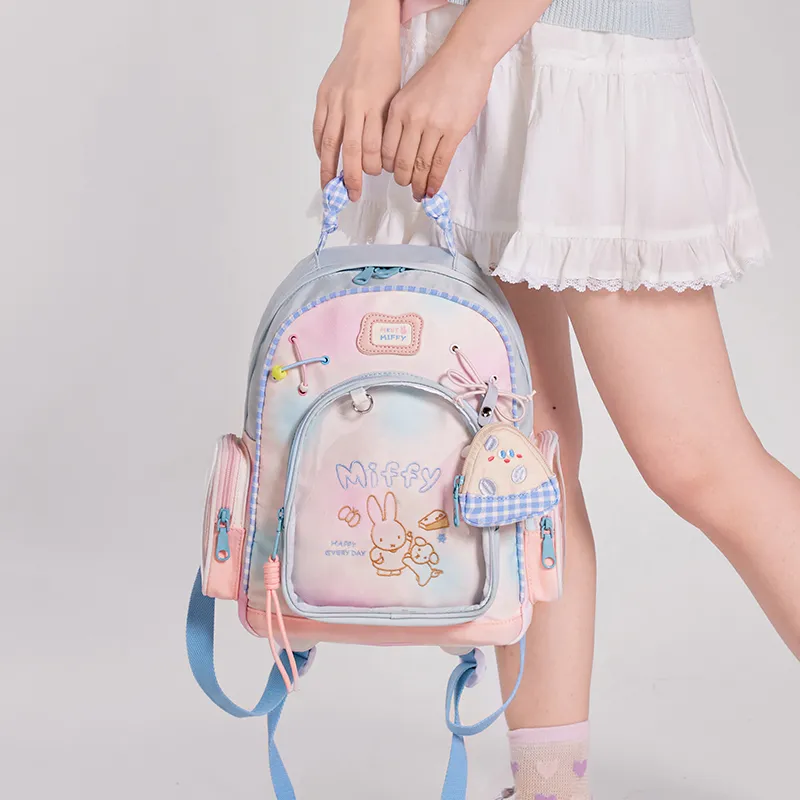 Miffy Fabric Backpack Women's Pink Blue/White Yellow-7
