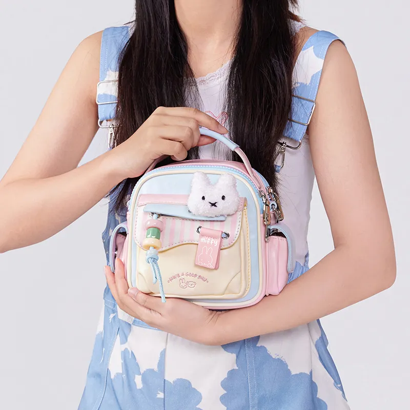Miffy Synthetic Leather Shoulder Bag Crossbody Bag Small Size Women's White Pink-15