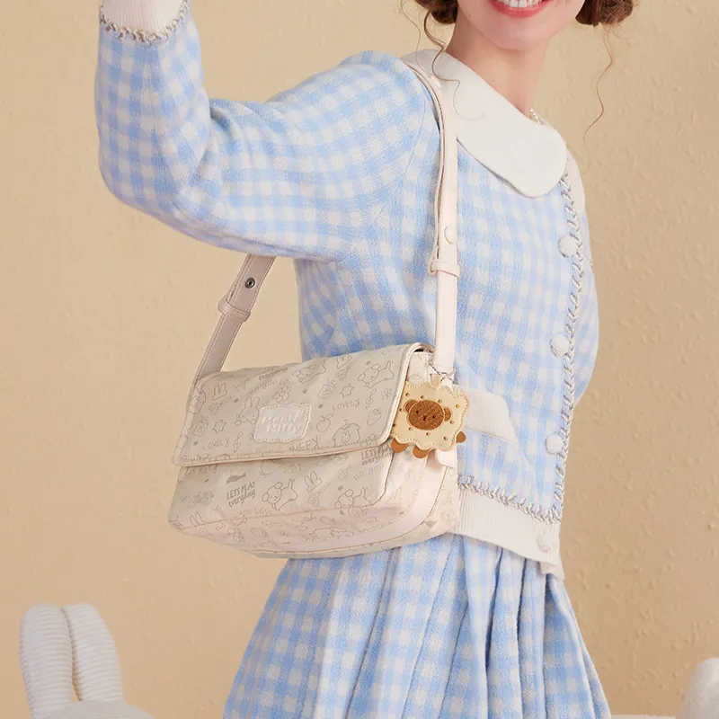 Miffy Waterproof Cloth Tote Bag Shopping Bag Shoulder Bag One Shoulder Crossbody Bag Medium Size Women's Khaki/Ecru-7