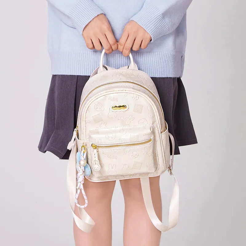 Miffy Synthetic Leather Backpack Women's Ecru/Pink-7
