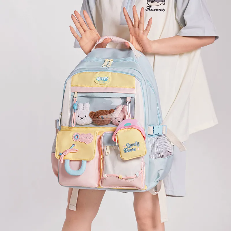 Miffy Fabric Backpack Regular Women's Pink Purple/Blue Yellow White-14