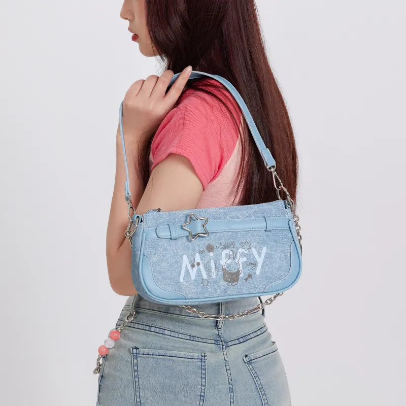 Miffy Synthetic Leather Portable Crossbody Bag Shoulder Bag Regular Women's Blue/White-10