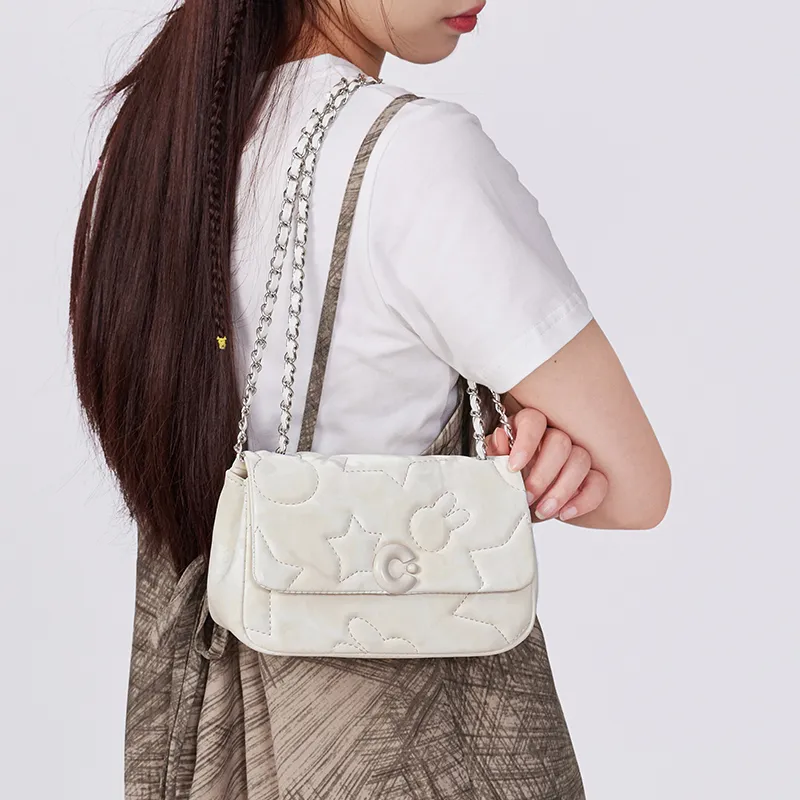 Miffy Synthetic Leather Shoulder Bag Crossbody Bag Women's Gray/White-16