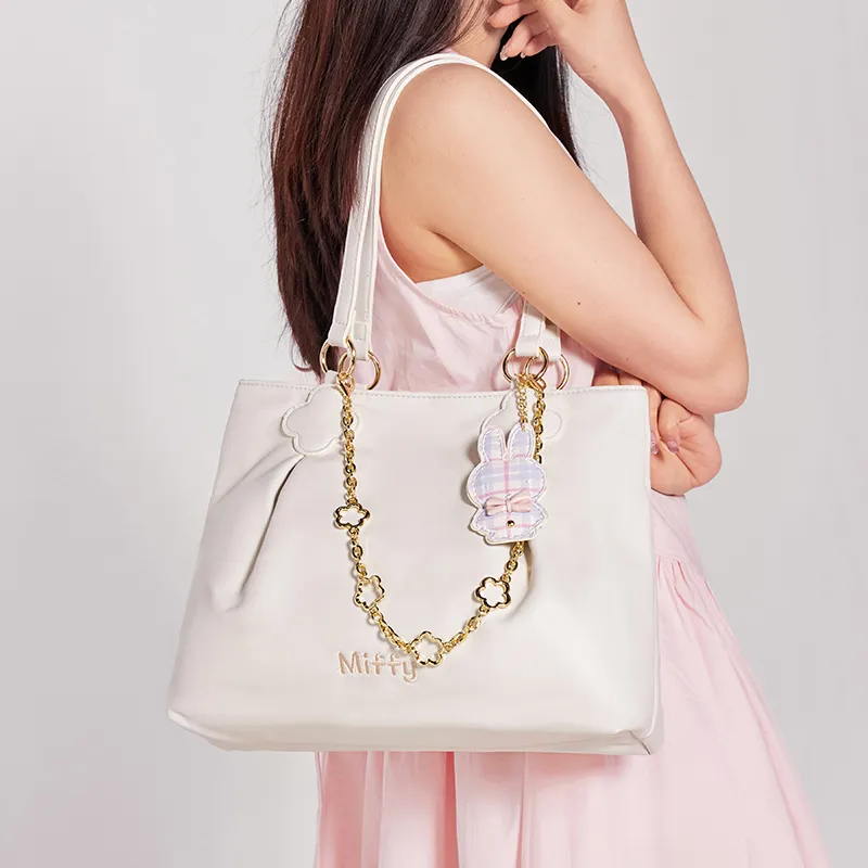 Miffy PU Tote Bag, Shopping Bag, Women's Bag, Shoulder Bag Women's White Blue/White-13