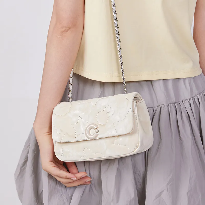 Miffy Synthetic Leather Shoulder Bag Crossbody Bag Women's Gray/White-19