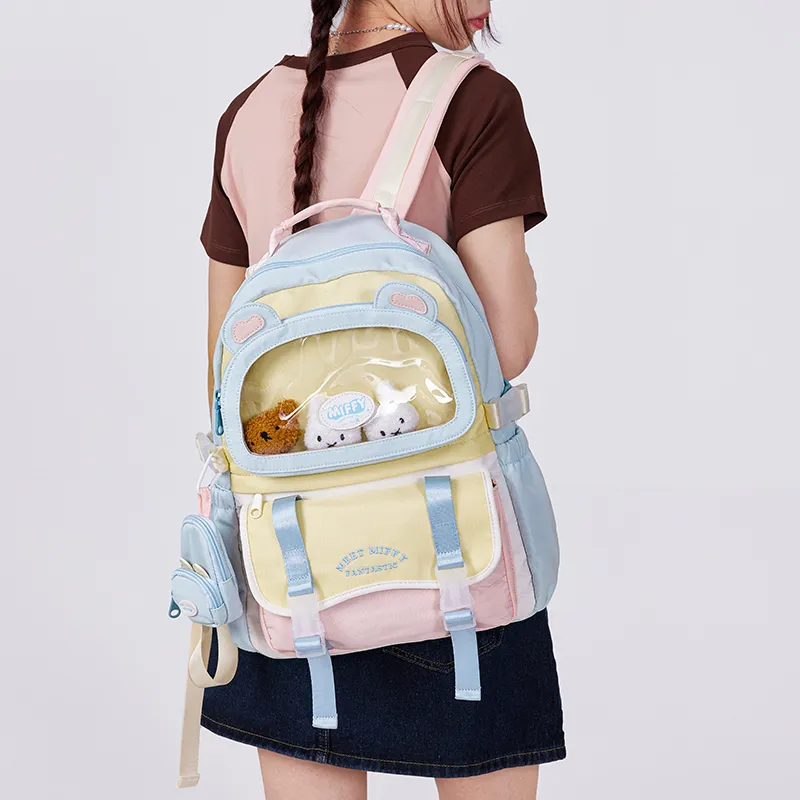 Miffy Fabric Backpack Large Size Women's Ecru/Pink Yellow-15