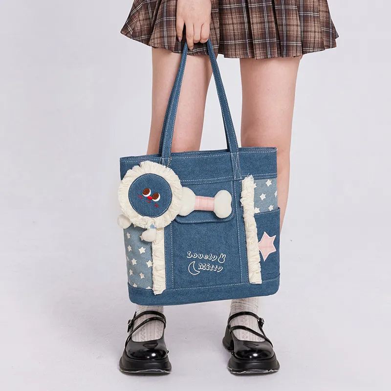 Miffy Fabric Shoulder Bag Women's Blue/Black-6