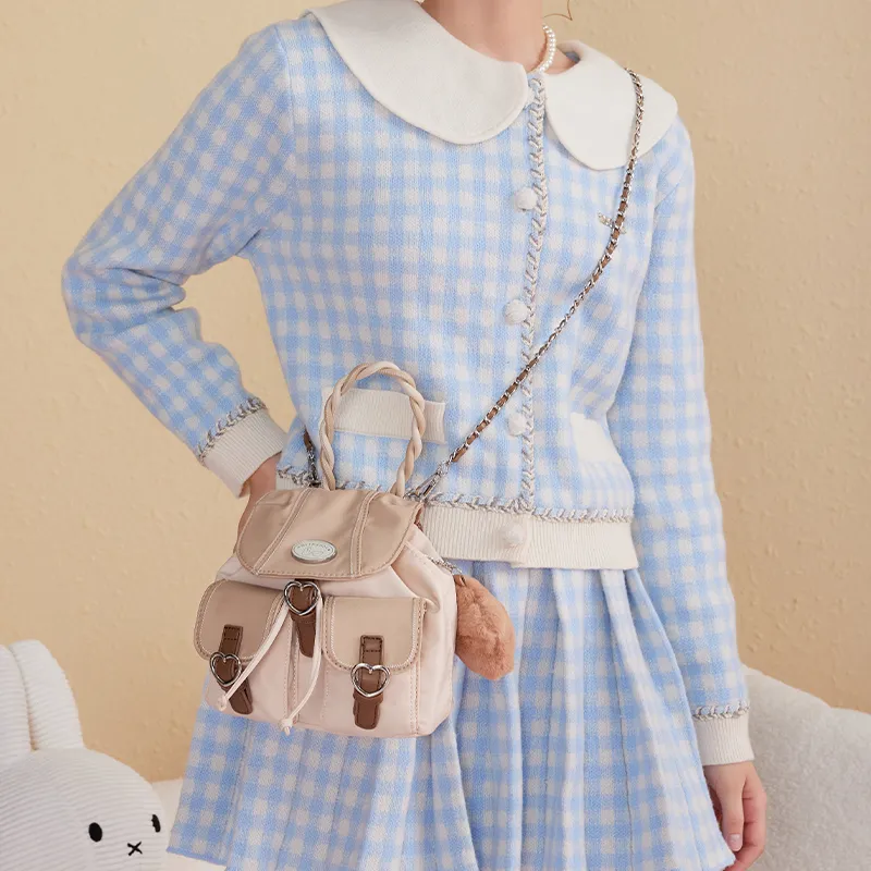 Miffy Nylon Fabric With PU Shoulder Bag, Crossbody Bag, Handbag Regular Women's Khaki/Ecru-6