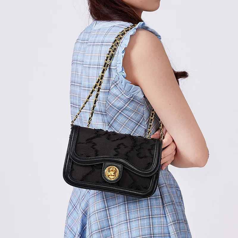 Miffy Fabric Shoulder Bag Crossbody Bag Women's White/Black-16