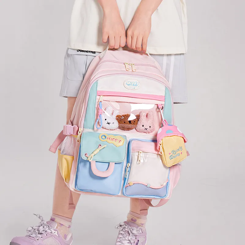 Miffy Fabric Backpack Regular Women's Pink Purple/Blue Yellow White-7