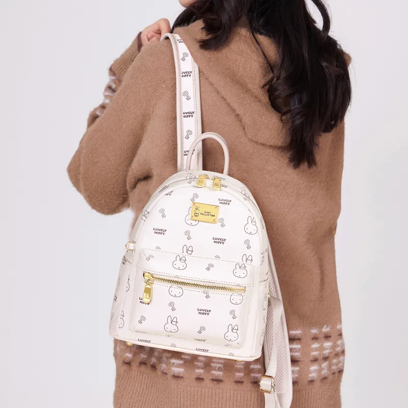 Miffy Synthetic Leather Backpack Women's Ecru/Pink/Brown-6