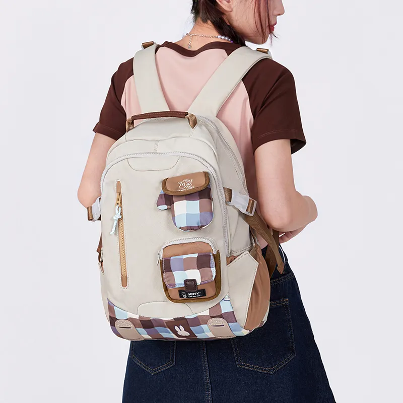 Miffy Fabric Backpack Women's Khaki/Pink-8