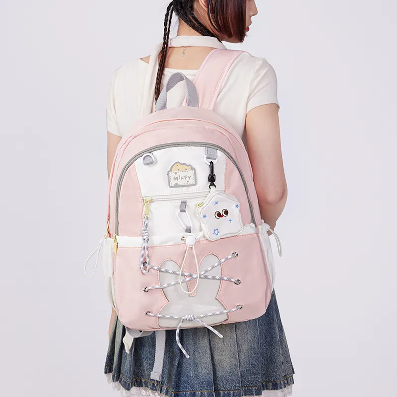 Miffy Fabric Backpack Large Size Women's Blue/Pink-17