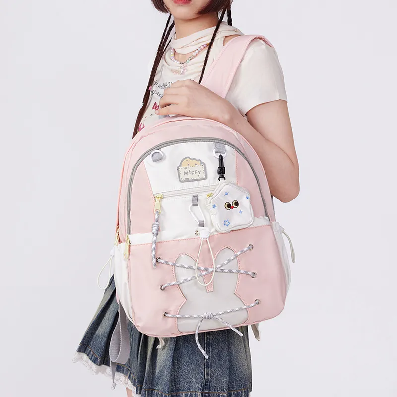 Miffy Fabric Backpack Large Size Women's Blue/Pink-14