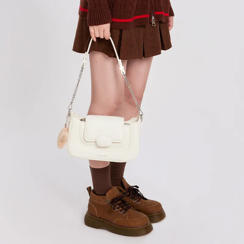 Miffy Pu Small Square Bag, Underarm Portable Crossbody Bag, Shoulder Bag Women's Ecru-8