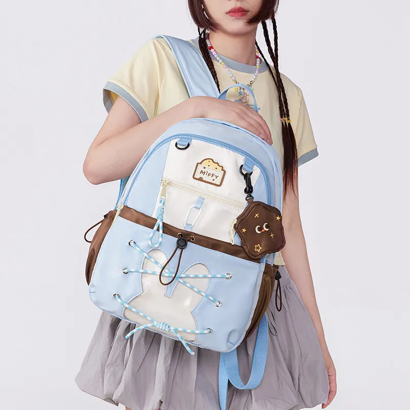 Miffy Fabric Backpack Large Size Women's Blue/Pink-8