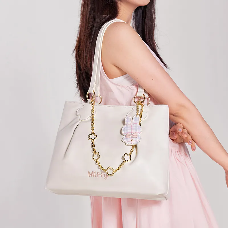 Miffy PU Tote Bag, Shopping Bag, Women's Bag, Shoulder Bag Women's White Blue/White-14