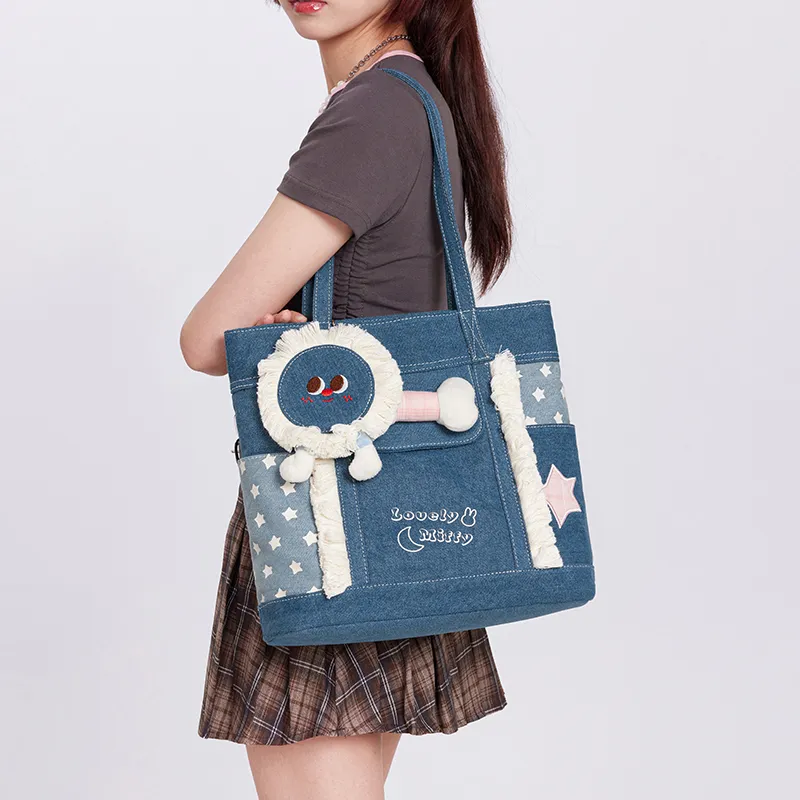Miffy Fabric Shoulder Bag Women's Blue/Black-8