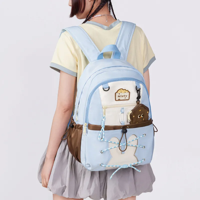 Miffy Fabric Backpack Large Size Women's Blue/Pink-6