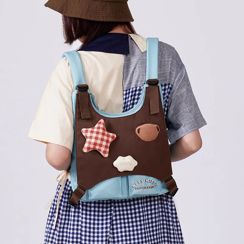 Miffy Fabric Backpack Medium Size Women's Brown/Blue Pink/White-9