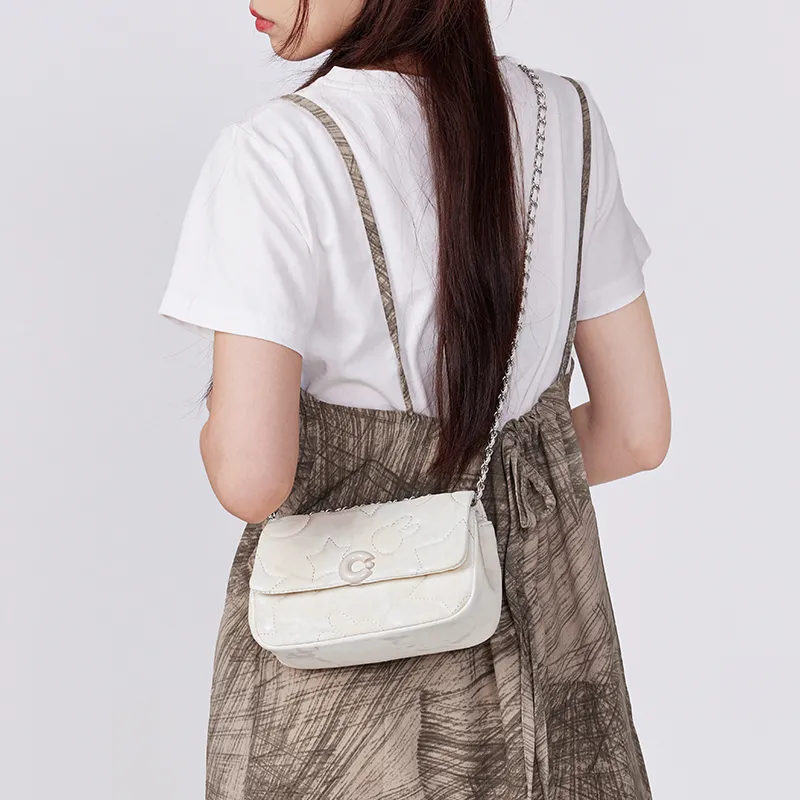 Miffy Synthetic Leather Shoulder Bag Crossbody Bag Women's Gray/White-17