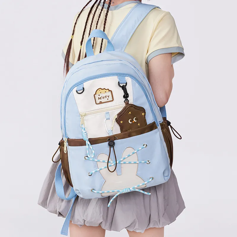 Miffy Fabric Backpack Large Size Women's Blue/Pink-9