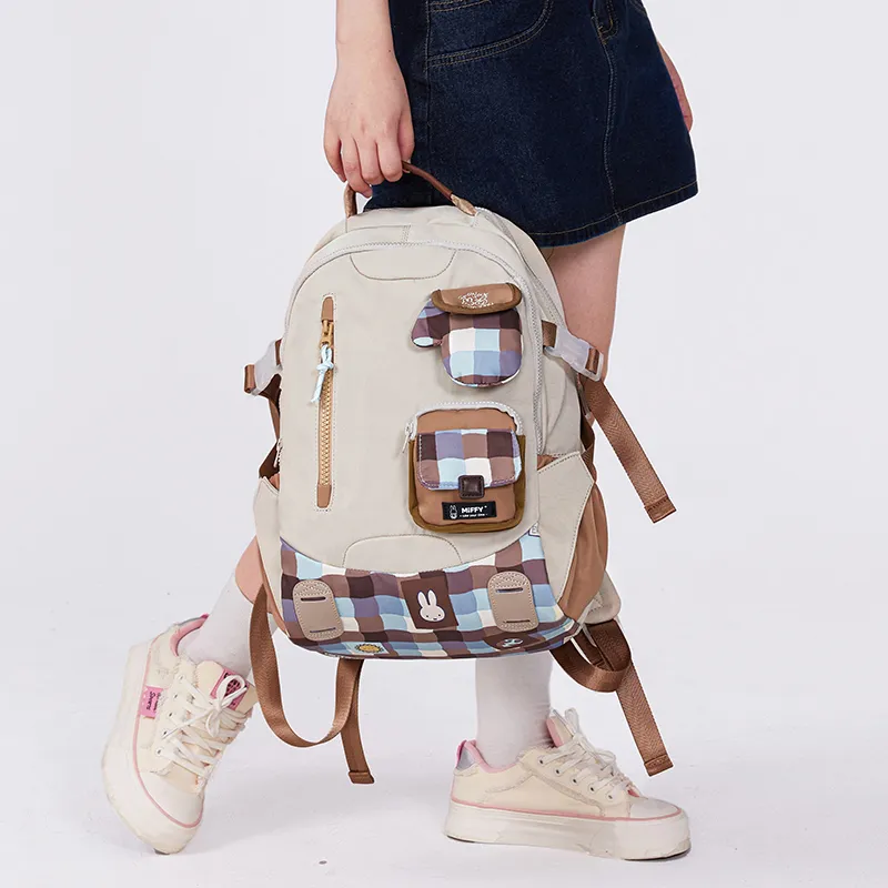 Miffy Fabric Backpack Women's Khaki/Pink-12