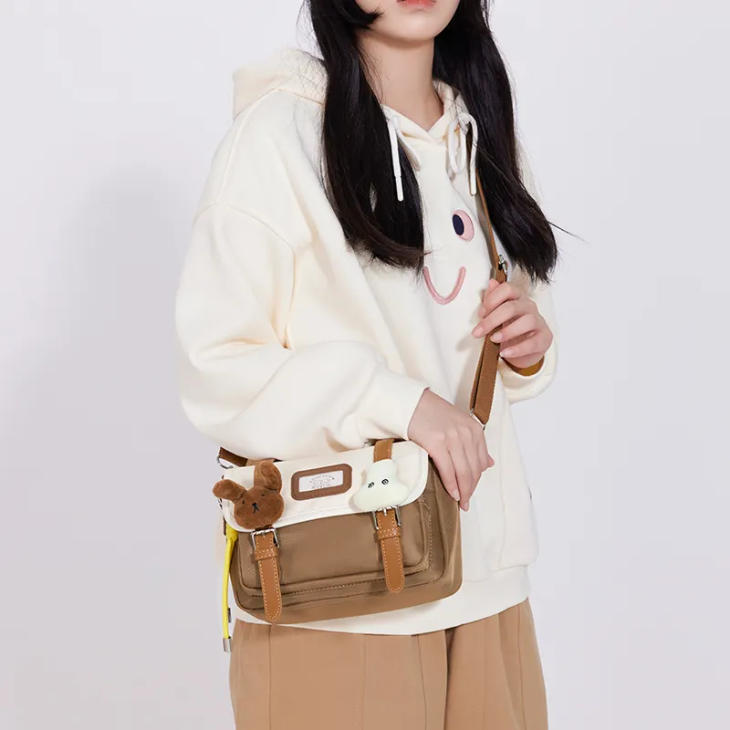 Miffy Nylon Fabric Students Casual Versatile Color Blocking Shoulder Bag Crossbody Bag Regular Women's Yellow/Brown-6
