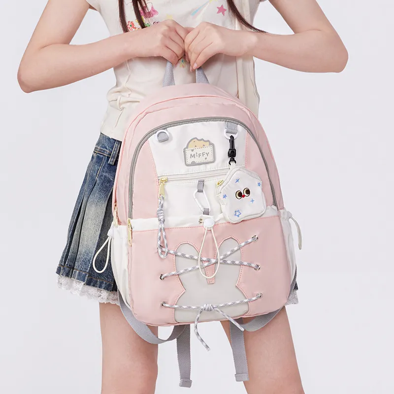 Miffy Fabric Backpack Large Size Women's Blue/Pink-15