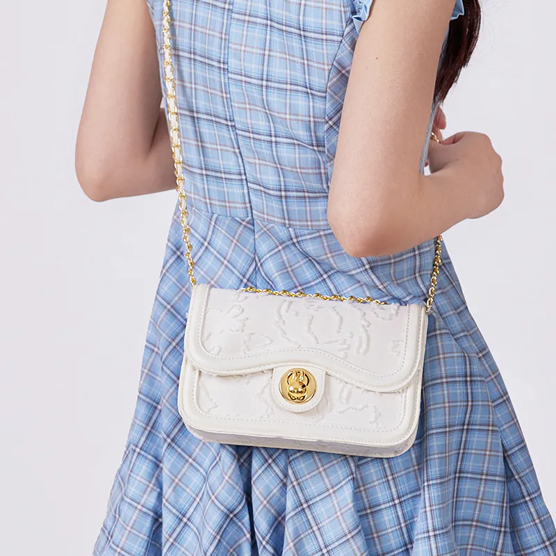 Miffy Fabric Shoulder Bag Crossbody Bag Women's White/Black-10